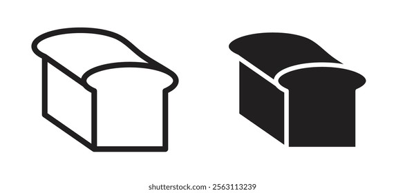 Bread Loaf icons in black line and filled versions