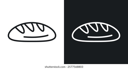 Bread loaf icons in thin black and white stroke liner style