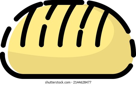 Bread loaf, illustration, vector on a white background.