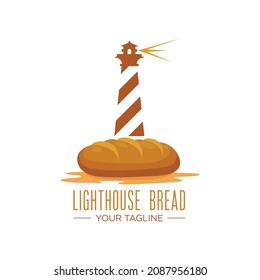 Bread Loaf Lighthouse Vector Logo Design Template.