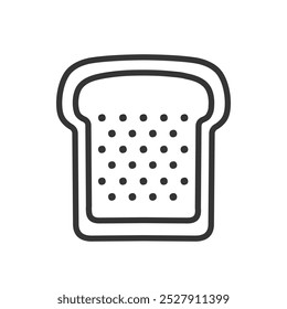 Bread loaf line icon for web design, app interface, logo idea. Toasted bread slice pictogram. Bakery and cooking concept. Vector illustration isolated on white background. Piece of food