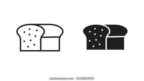 Bread loaf outlined and solid icon vector collection.