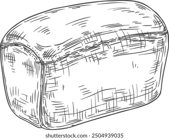 Bread loaf. Rye bakery sketch. Food engraving