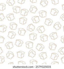 Bread loaf seamless pattern background. Hand drawn bread loaf motif sketch line art style