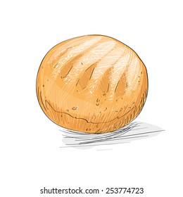 bread loaf sketch draw isolated over white background