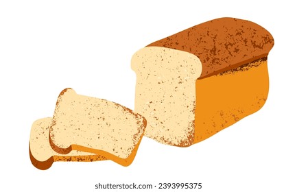 Bread loaf toast slice vector illustration isolated on white background. Top view.