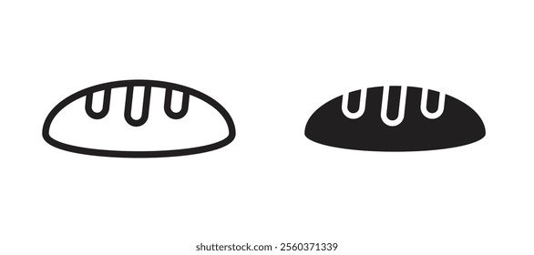 Bread loaf vector icon set in black color.