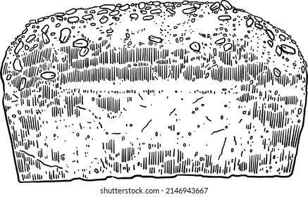 Bread loaf Whole wheat flour Hand drawn line art Food Illustration	