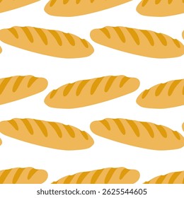 Bread loaves arranged in a repeating pattern on a white surface