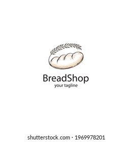 Bread logo, a logo concept for a bakery, or for a brand logo for bakery products. With a sketch and iconic concept