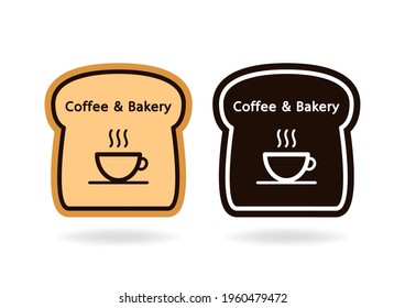 Bread logo design. Coffee cup symbol in bread vector. Coffee and bakery logo design.