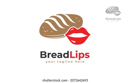Bread logo design combined with lipstick lips.  Vector