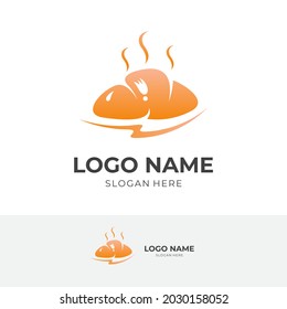 bread logo design with flat orange color style
