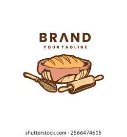 Bread logo illustration design with bread maker tools. Bread logo design concept vector