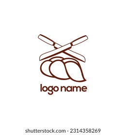 Bread Logo With A Knife On Top Of It. Hi-Quality Premium Bread Clip Art. Bread logo with Challah Illustration Vector Design, Bread Foods Illustrations Design And Cook Labels Vector Set.