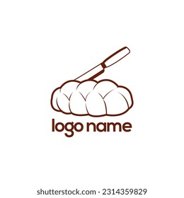 Bread Logo With A Knife On Top Of It. Hi-Quality Premium Bread Clip Art. Bread logo with Challah Illustration Vector Design, Bread Foods Illustrations Design And Cook Labels Vector Set.