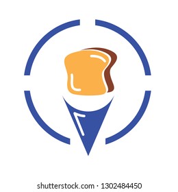 bread logo, bread with location pointer