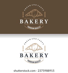 Bread Logo, Old Retro Vintage Style Bakery Shop Design, Vector Wheat Bread Simple Tremplet Illustration