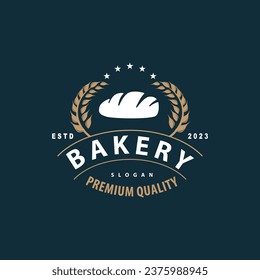 Brotlogo, altes Retro Vintage Style Bäckerei Shop Design, Vectorwheat Broad Simple Tremplet Illustration