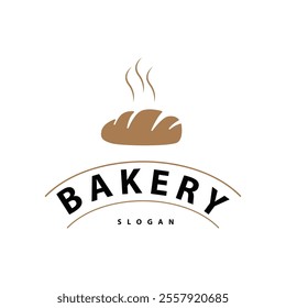 Bread Logo, Old Retro Vintage Style Bakery Shop Design, Vector Wheat Bread Simple Tremplet Illustration