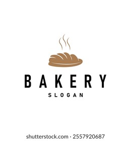 Bread Logo, Old Retro Vintage Style Bakery Shop Design, Vector Wheat Bread Simple Tremplet Illustration