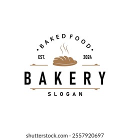 Bread Logo, Old Retro Vintage Style Bakery Shop Design, Vector Wheat Bread Simple Tremplet Illustration