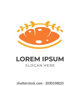 bread logo template with flat orange and yellow color style