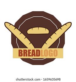 Bread logo with two baguette bread and one loaf bread inside a circle.