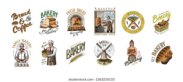 Bread, long loaf or baguette. Engraved hand drawn in old sketch and vintage style for label, logo and menu, bakery shop.