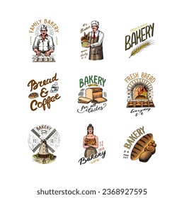 Bread, long loaf or baguette. Engraved hand drawn in old sketch and vintage style for label, logo and menu, bakery shop.