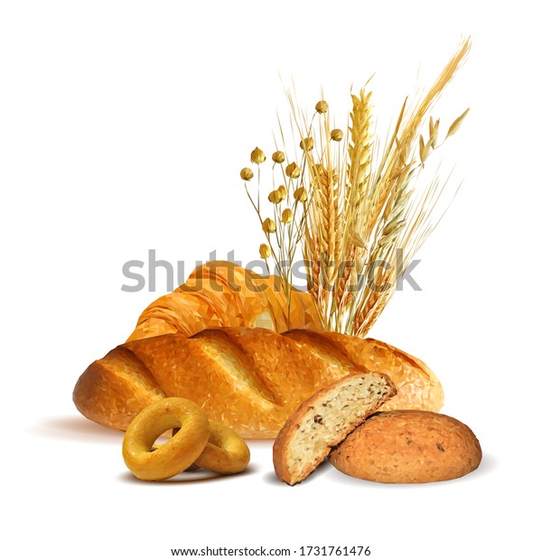 Bread Low Poly Baguette On White Stock Vector (royalty Free) 1731761476 