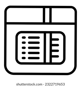 Vector de contorno de icono de control de máquina de pan. Procesador de alimentos. botón de cocina