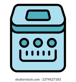 Bread maker icon outline vector. Breadmaker food. Button control color flat