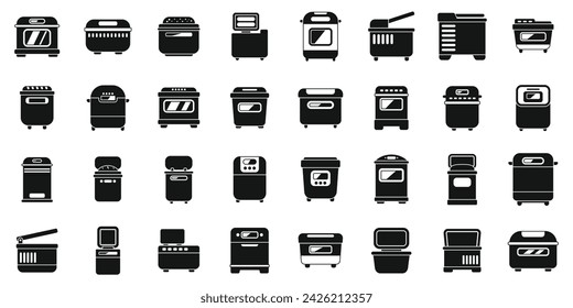 Bread maker icons set simple vector. Kitchen electric. Oven home bakery