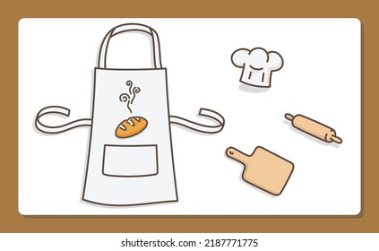 bread making equipment kawaii doodle flat cartoon vector illustration