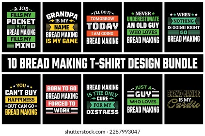 Bread Making T Shirt Design Set Vector