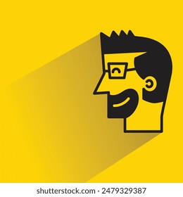 bread man side view icon with drop shadow on yellow background