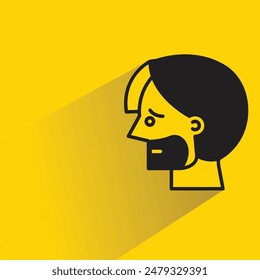 bread man side view icon with drop shadow on yellow background