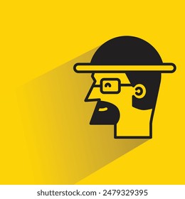 bread man side view icon with drop shadow on yellow background