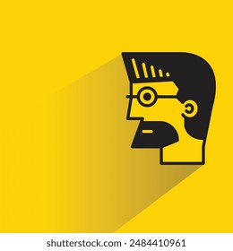 bread man side view icon with drop shadow on yellow background