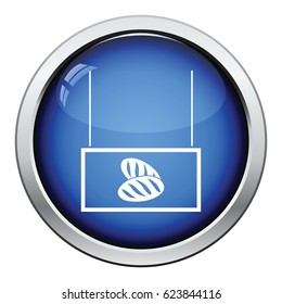 Bread market department icon. Glossy button design. Vector illustration.