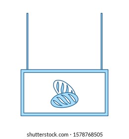 Bread Market Department Icon. Thin Line With Blue Fill Design. Vector Illustration.