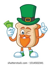 bread mascot character design vector with green hat