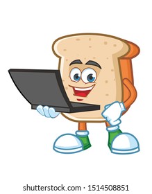 bread mascot character design vector with gadget 