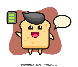 Bread mascot character with energetic gesture, cute style design for t shirt, sticker, logo element