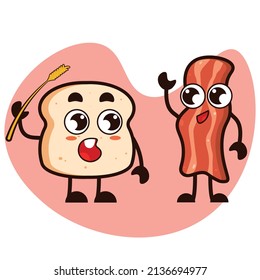 
bread and meat character, vector design