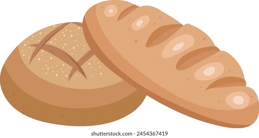 Bread Melon Loaf Basket Long Baguette Illustration Graphic Element Art Card