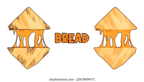 bread with melted cheese spread. toast