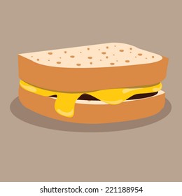 bread with melted cheese. vector illustration