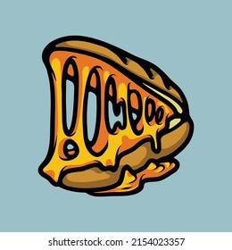 Bread with melting cheese cartoon vector illustration